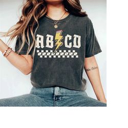 abcd teacher comfort colors shirt, kindergarten teacher shirt, back to school shirt, elementary school shirt, gift for t