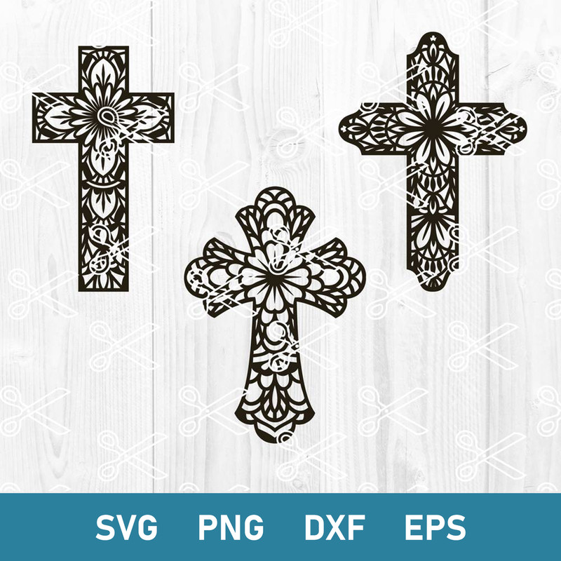 Cross Mandala Bundle Svg, Cross Mandala Svg, Jesus Svg, Png Dxf Eps Digital File.jpg