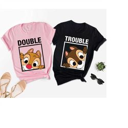 chip and dale shirt, double trouble shirt, disney couple shirts, disney family shirts,disney vacation tee, sibling shirt