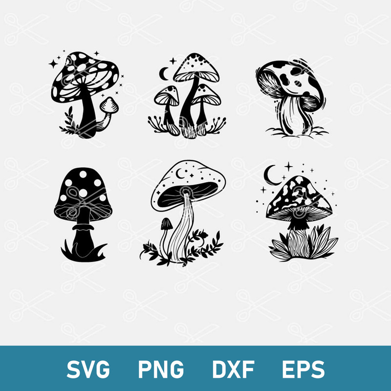 Floral Mushroom Bundle Svg, Floral Mushroom Svg, Flower Mushrooms Svg, Png Dxf Eps Digital File.jpeg