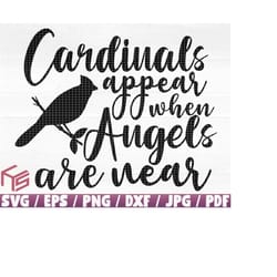 cardinals appear when angels are near svg/eps/png/dxf/jpg/pdf, cardinal svg, angel cut, memorial svg, memory quote, ange