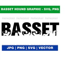 basset hound dog svg word graphic | digital download | basset hound vector, basset hound graphic vector, basset hound si