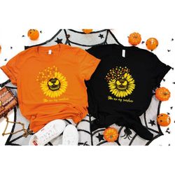 you are my sunshine shirt, sunflower with spooky face shirt, happy halloween shirt, trick or treat shirt, bat shirt, hal