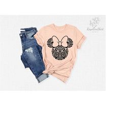 minnie floral head shirt, minnie shirt, minnie ear shirt, disney ear shirt, disney family shirts, disney trip shirt, dis