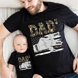 personalized dad raised fist bump t-shirt, fathers day gift, custom kids names gift for daddy, best dad ever shirt, dad