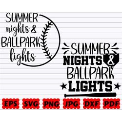 Summer Nights Ballpark Lights Svg | Summer Nights Svg | Ballpark Lights Svg | Night Svg | Ballpark Svg | Light Svg | Bas
