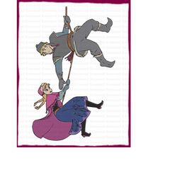 anna with kristoff frozen filled embroidery design 2 - instant download