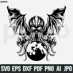 cthulhu svg, octopus svg, tentacles svg, cthulhu clipart, cthulhu cricut, cthulhu cutfile, cthulhu shirt, horror svg, kr