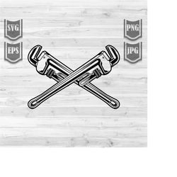 crossed pipe wrenches svg file || pipe wrenches tool || pipe wrench clipart || cut files