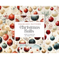 Christmas ball Digital Paper, seamless pattern, christmas pattern, Christmas Ornament seamless backgrounds, Commercial U
