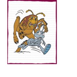 flik with hopper a bugs life filled embroidery design 3 - instant download