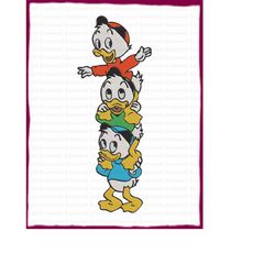 huey and dewey and louie ducktales fill embroidery design 4 - instant download