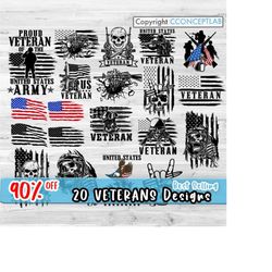 20 veteran svg bundle | military clipart | military cutfile | veteran shirt svg | us army bundle svg | army svg | vetera