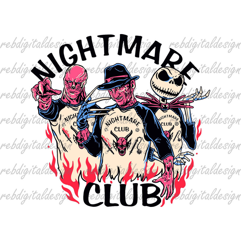 Halloween SVG, Nightmare Club PNG , Spooky Season, Hell Devil Fire, Trendy Halloween, Hell Club PNG, Halloween PNg, Instant Digital Download - 1.jpg