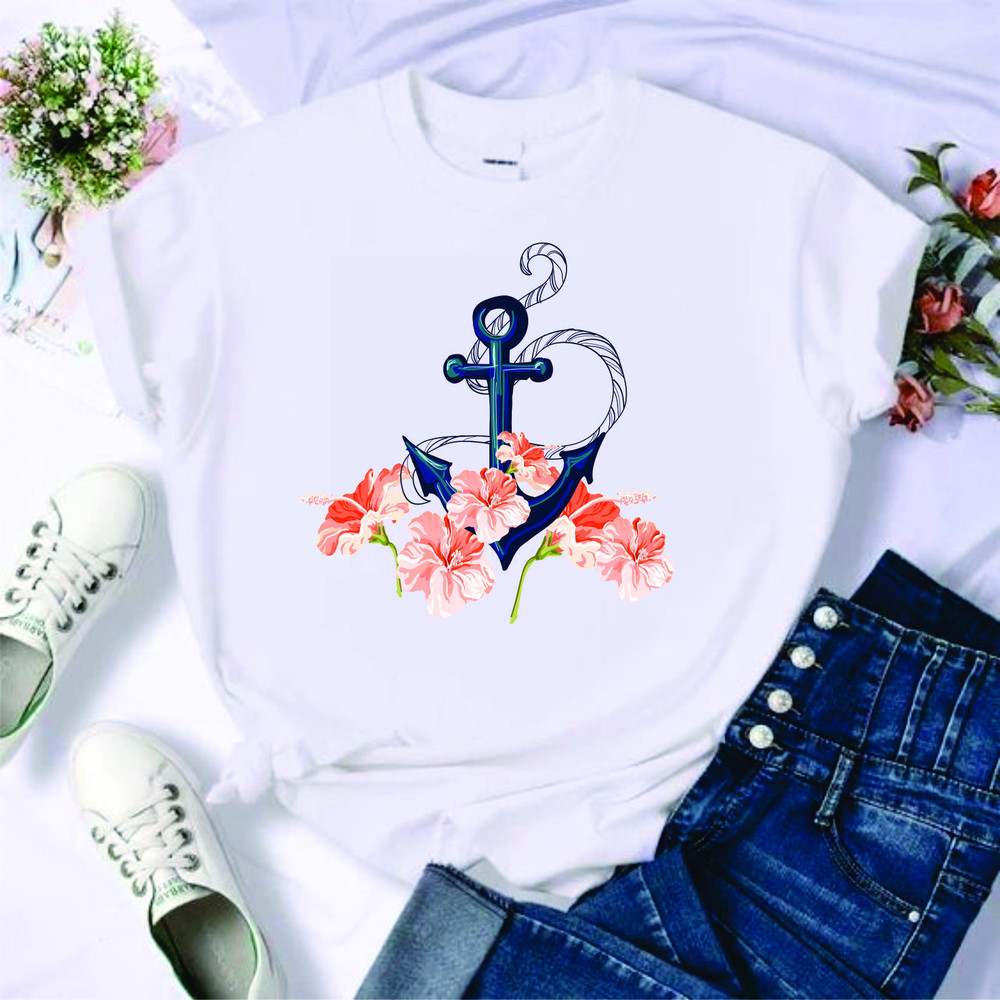 Ship Anchor Rose Flower PDF PNG Instant Digital Download Clipart Vector Outline Stencil - 3.jpg