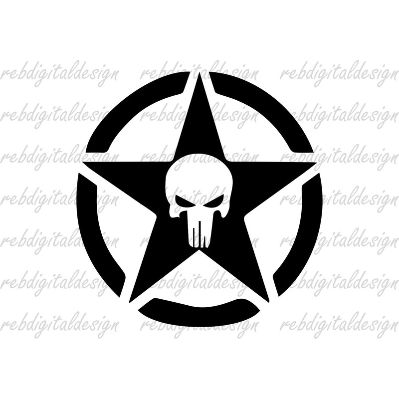 The Punisher Skull SVG PDF PNG EPs Instant Digital Download Clipart Vector Outline Stencil - 1.jpg