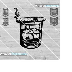 whiskey and cigar svg file || cigar clipart || whiskey clipart || cigar smoking || tobacco svg || alcohol whiskey svg ||