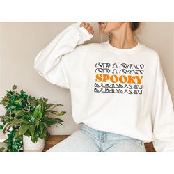 spooky season halloween shirt,spooky mama halloween mom shirt, scary trick or treat costume shirt, womens cute pumpkin h