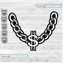 necklace chain dollar svg | usd rich kid shirt png | cool kid clipart | us dollar chain dxf | jewelry shop monogram | ri