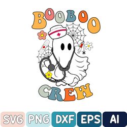 groovy boo nurse nursing rn cna scrub halloween svg, boo boo crew svg, ghost nurse svg, funny nurse svg, cute ghost svg