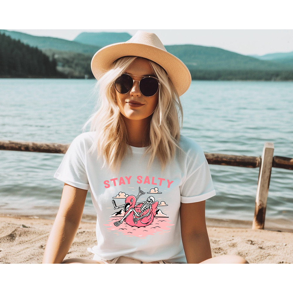Beach T-Shirt, Stay Salty, OverSized T-Shirt, Vintage Tee, Skeleton, Grunge, Skull, Summer Skeleton Shirt, Beach Tee, Vacation Beach Shirt - 2.jpg