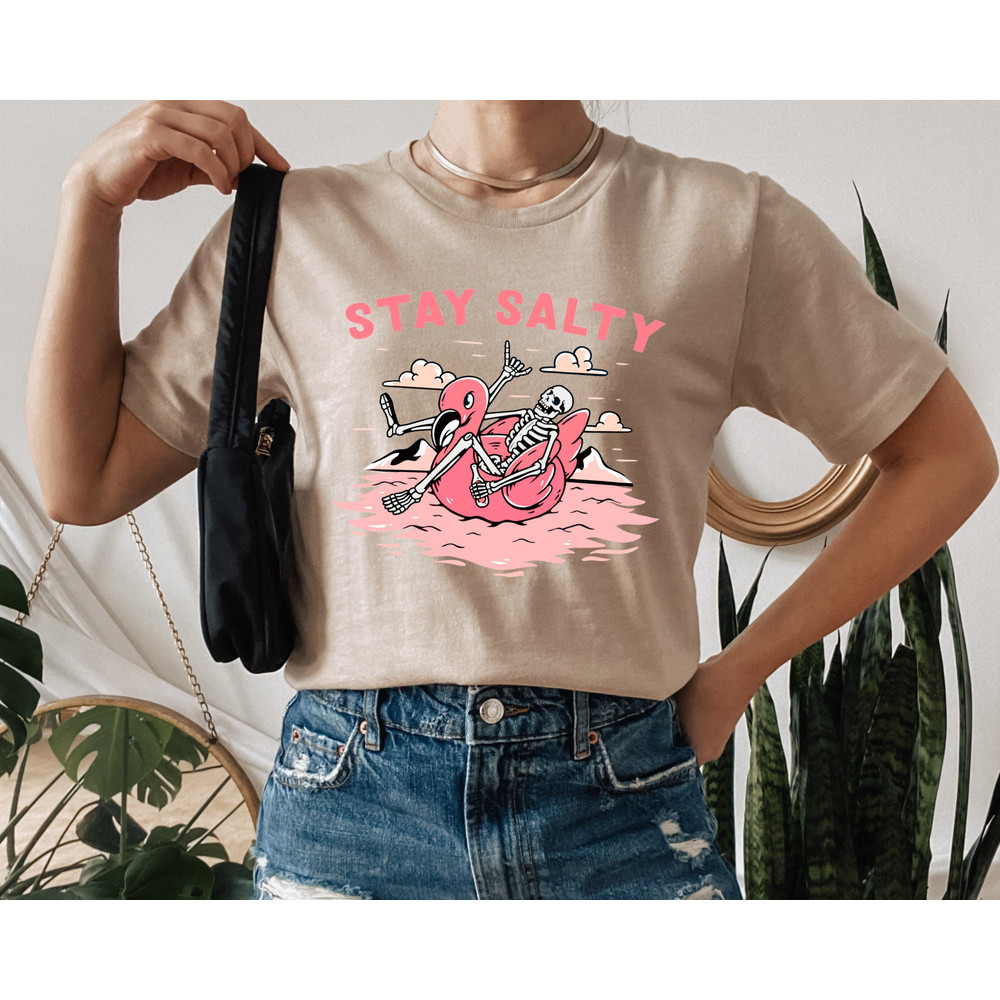 Beach T-Shirt, Stay Salty, OverSized T-Shirt, Vintage Tee, Skeleton, Grunge, Skull, Summer Skeleton Shirt, Beach Tee, Vacation Beach Shirt - 3.jpg