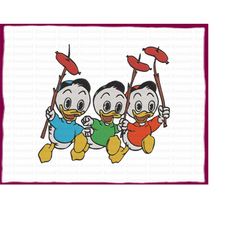 huey and dewey and louie ducktales fill embroidery design 3 - instant download