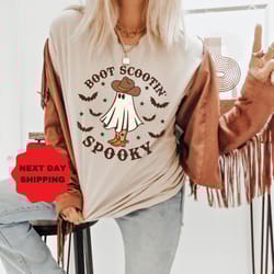 boot scootin spooky t-shirt, halloween shirt ,cowboy ghost tshirt, western halloween shirt, cute spooky shirt, halloween