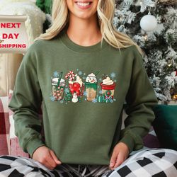 christmas coffee sweatshirt, christmas sweatshirt, cute christmas shirt, snowman sweater, holiday gift for coffee lover,