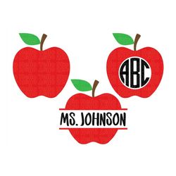 apple name frame svg bundle, apple svg, apple clipart, apple monogram svg, teacher appreciation, school cut file cricut