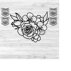 floral illustration svg | floral border frame | flowers clipart | floral wreath cut file | bouquet flower shop monogram