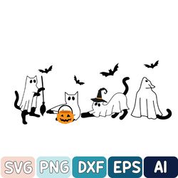 Retro Halloween Svg, Halloween Cat Svg, Ghost Cat Svg, Ghost Halloween Svg, Halloween Svg Design, Spooky Season Svg