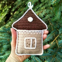 Crochet gingerbread house ornament pattern easy Large Christmas decorations tree ornaments Gingerbread amigurumi pattern