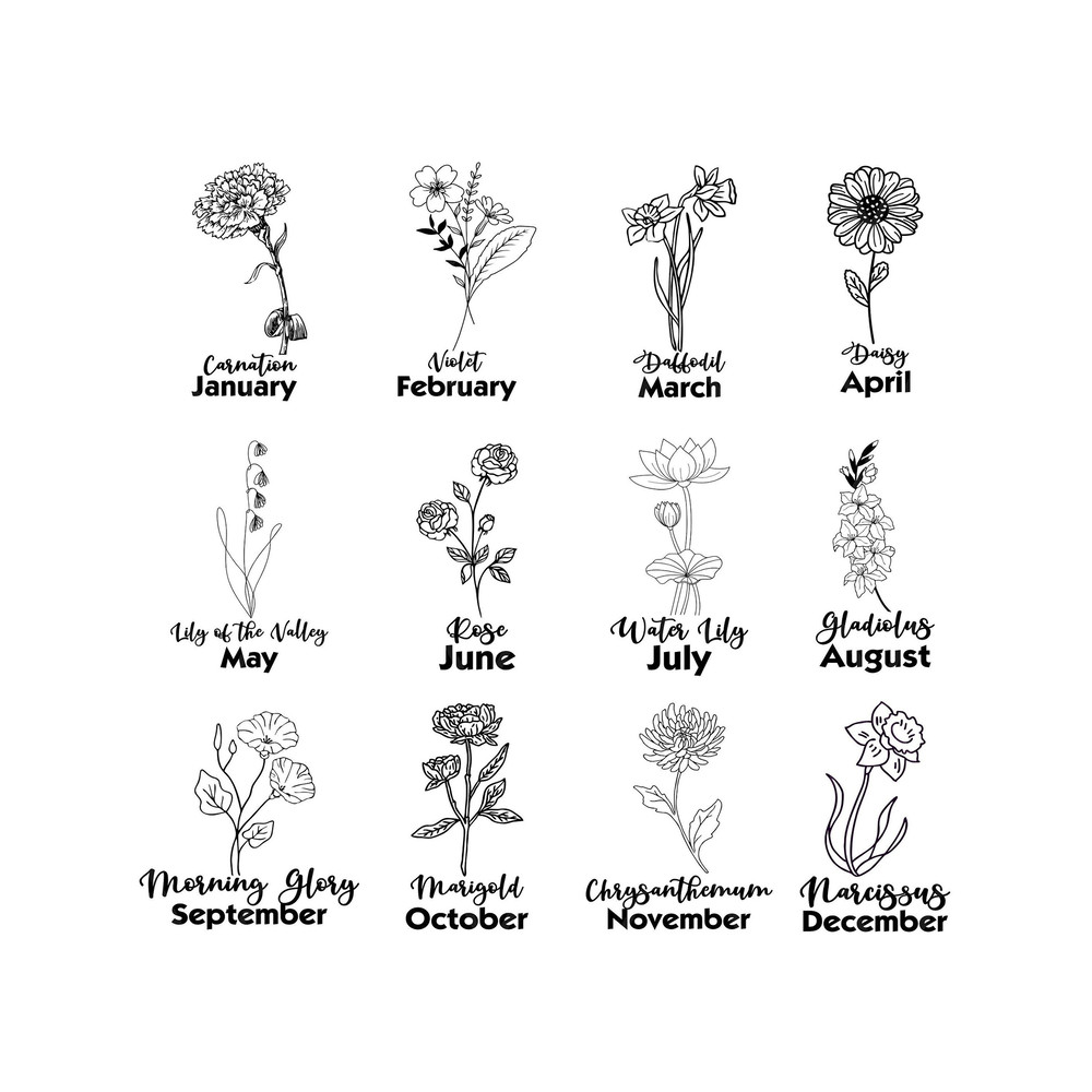 Birth month flowers svg, Birth flowers name svg, dxf, png, jpg, Flower bouquet svg, Birth sign svg, Family name sign svg, Instant Download - 1.jpg