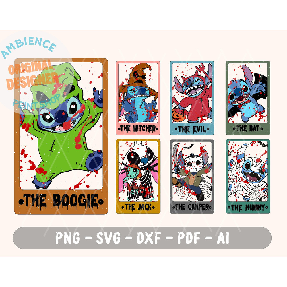 Bundle Halloween Characters Tarot Card SVG, Halloween Horror Movie Png, Trick Or Treat Png, Spooky Vibes, Png, Svg, Dxf, Pdf, Ai - 1.jpg
