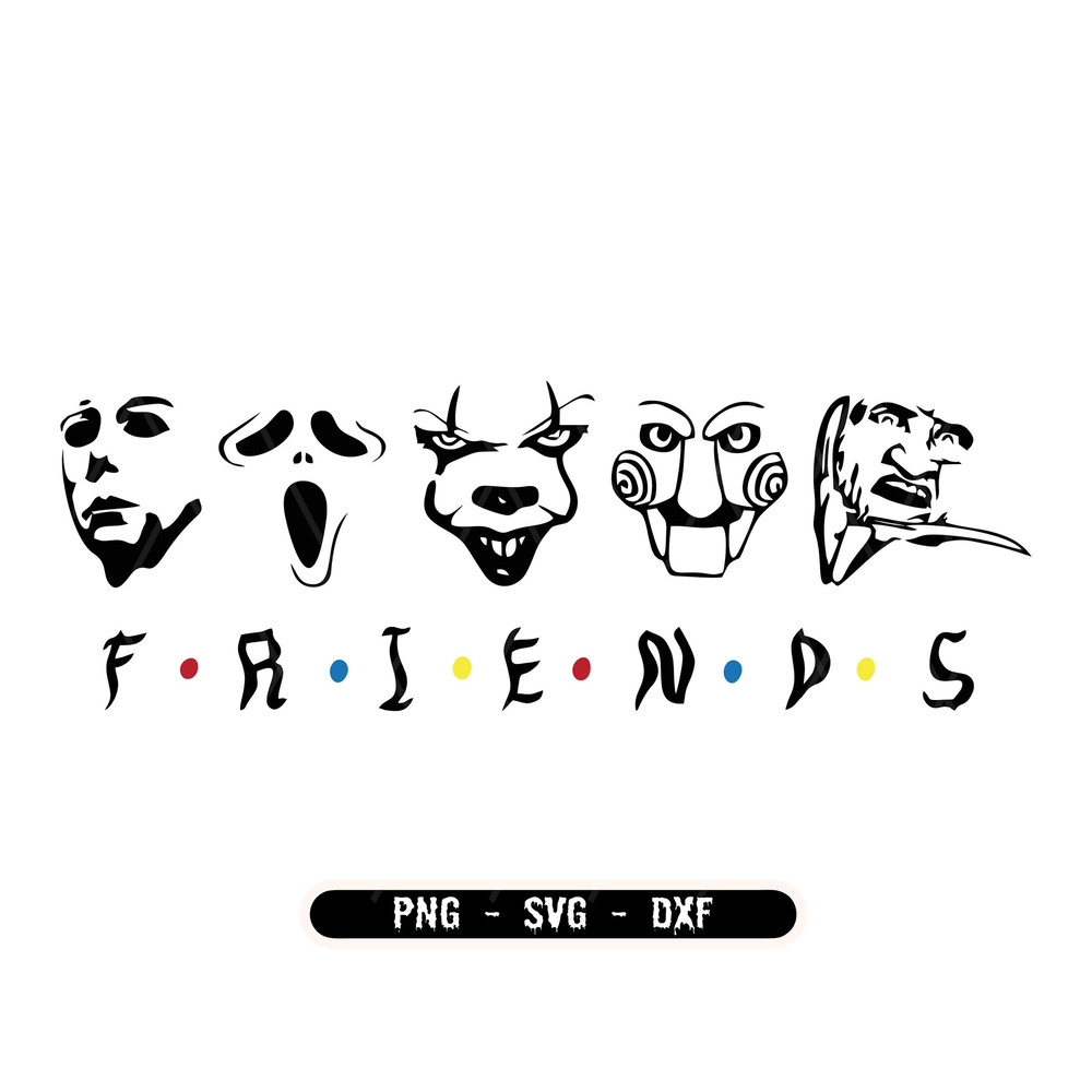 Friends Horror Character svg, Horror svg, Horror friends svg, Halloween svg, Cricut cut files, Instant download, Png, Svg, Dxf - 1.jpg
