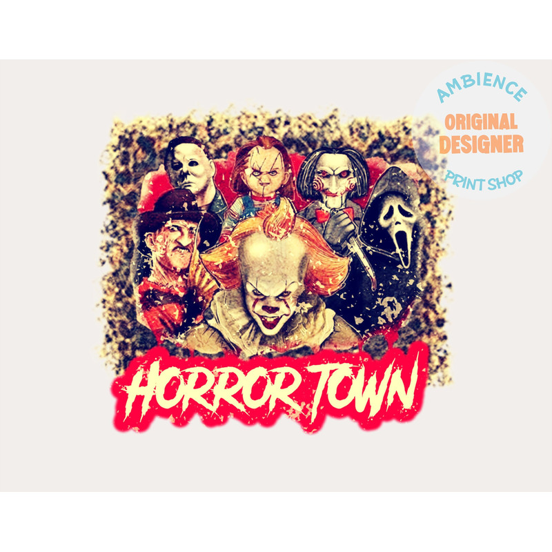 Horror Town PNG- Horror Films - Jason - Freddy - IT - Scream - Halloween - PNG - Sublimation - 1.jpg