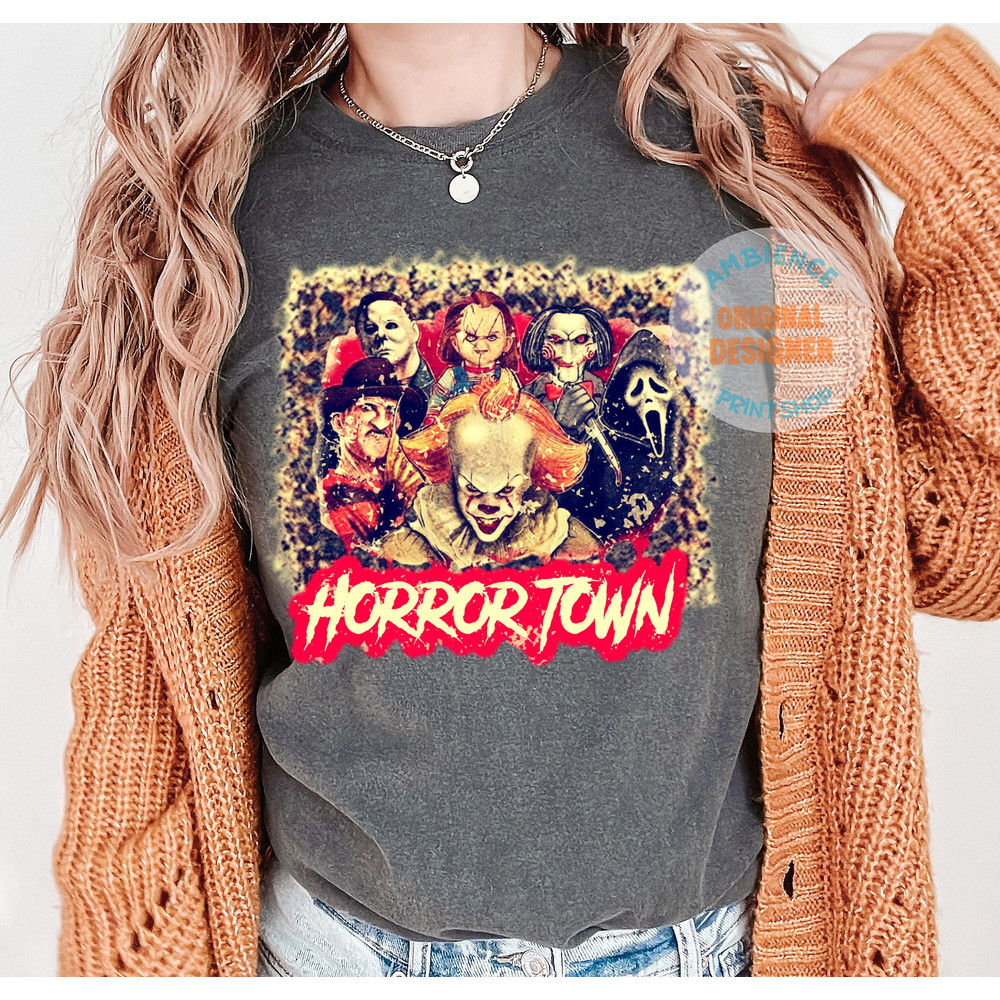 Horror Town PNG- Horror Films - Jason - Freddy - IT - Scream - Halloween - PNG - Sublimation - 3.jpg