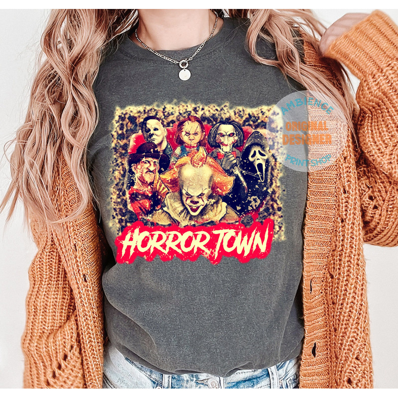 Horror Town PNG- Horror Films - Jason - Freddy - IT - Scream - Halloween - PNG - Sublimation - 3.jpg