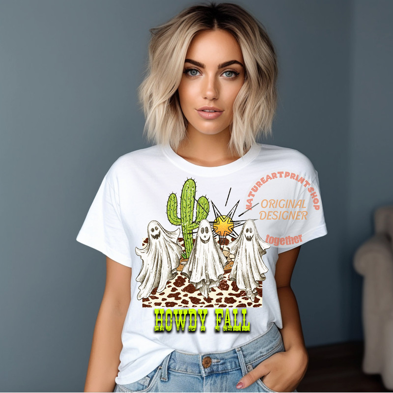 Howdy Fall Ghost Png, retro fall png, western fall png, western pumpkin png, Halloween Ghost Png, 300 DPI High Resolution - 4.jpg