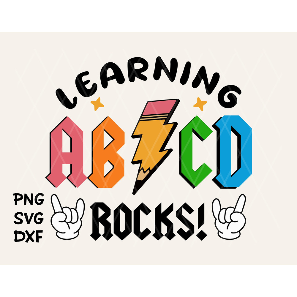 Learning Rocks Svg, First day of School Svg, Preschool Svg, Back To School Svg, Rock and Roll Kids Svg, Teacher Shirt Svg File - 1.jpg