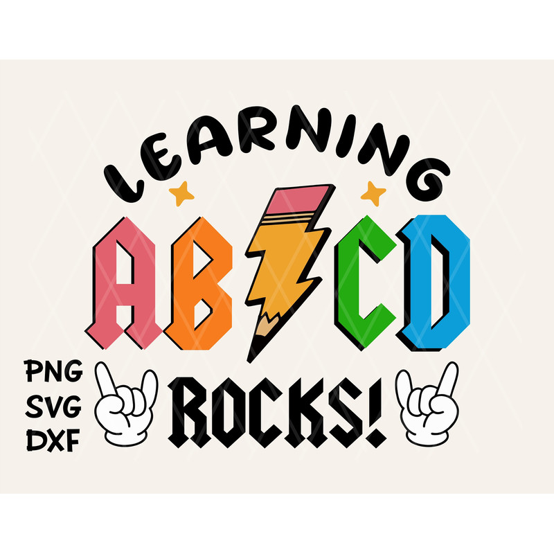 Learning Rocks Svg, First day of School Svg, Preschool Svg, Back To School Svg, Rock and Roll Kids Svg, Teacher Shirt Svg File - 1.jpg