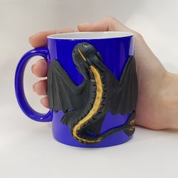 Color changing Mug Dragon Blue Flash Toothless How to Train Your Dragon, Night Fury dragon holiday gift for her or him