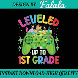 leveled up to 1st grade back to school png, first grade gamer boy png, back to school png, digital download