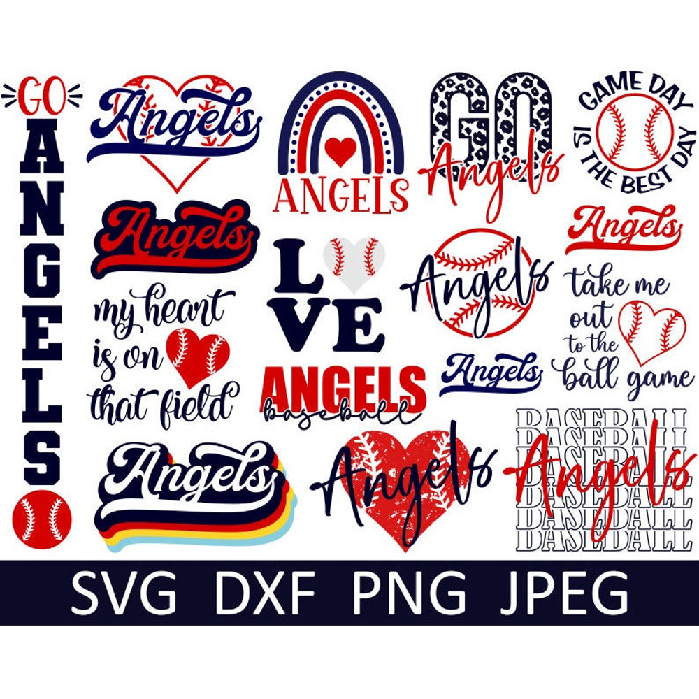 Angels SVG Bundle, Baseball SVG, Angels Shirt SVG, Digital Download, Cut File, Clipart, Sublimation (15 individual svgpngdxfjpeg files) - 1.jpg