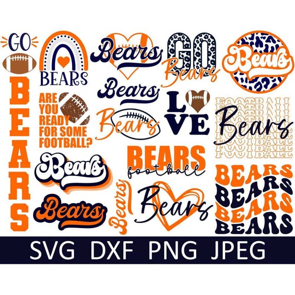 Bears SVG Bundle, Football SVG, Bears Shirt PNG, Digital Download, Cut File, Clipart, Sublimation (16 individual svgpngdxfjpeg files) - 1.jpg