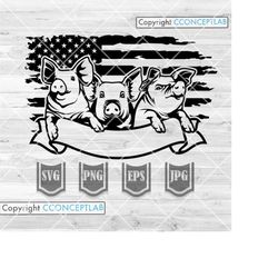 us farm pigs svg | farm life t-shirt design png | meat shop dxf stencil | piglets monogram | piggery owner clipart | pet