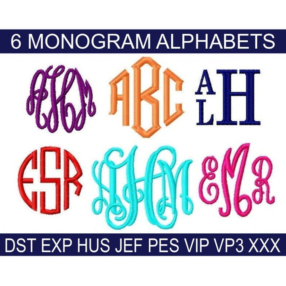 Embroidery Monogram Designs Bundle, 6 Alphabets, Embroidery Monogram PES, Machine Embroidery, Digital Download (Does not come in BX format!) - 1.jpg
