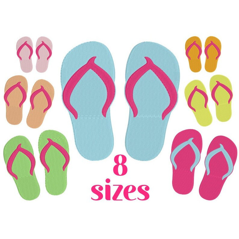 Flip Flops Embroidery Design, MACHINE EMBROIDERY, Summer Embroidery, 8 Sizes, Digital Download - 1.jpg