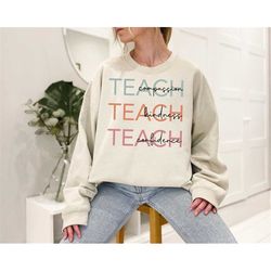 cute teach sweatshirt, compassion kindness confidence teacher sweatshirt, teacher appreciation gifts, group teacher swea